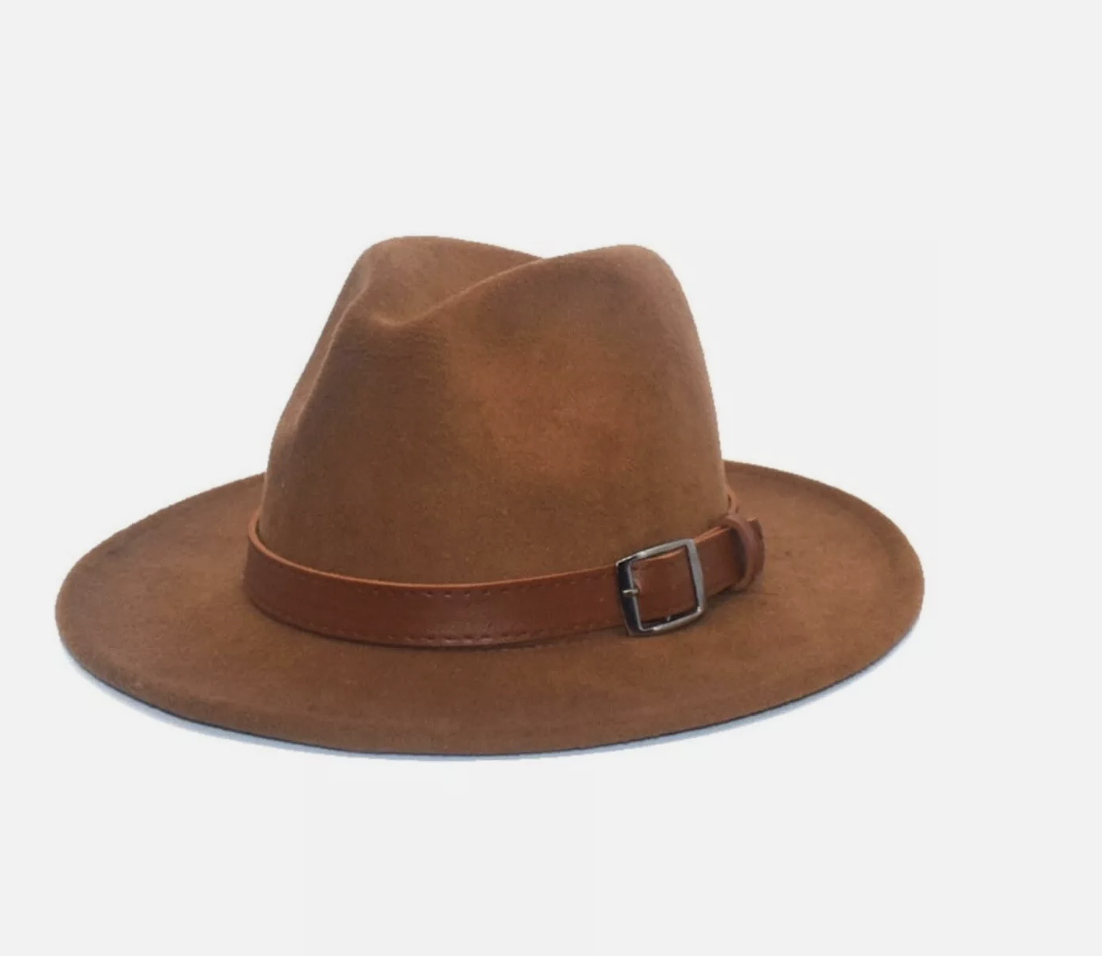Brown Leather Fedora Hat